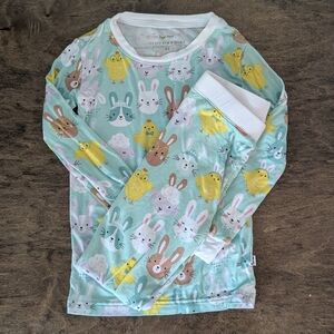 Little Sleepies Pastel Peeps Aqua Long Sleeve Two Piece Bamboo Pajama Set PJs 4T